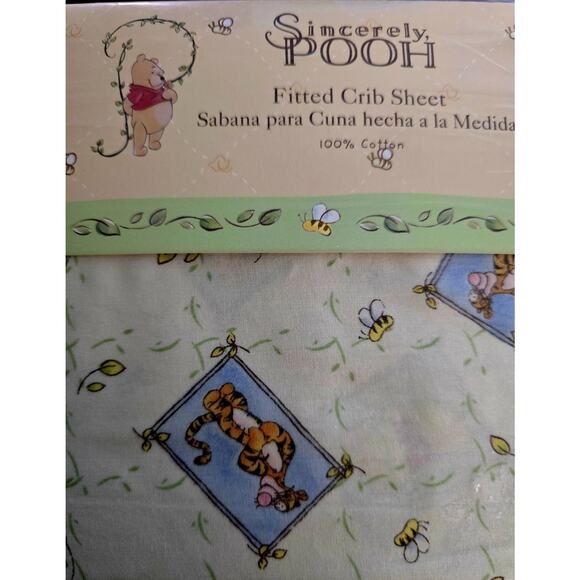 Vintage Disney Winnie the Pooh "Sincerely Pooh" fitted crib sheet Y2K NEW - Picture 3 of 4